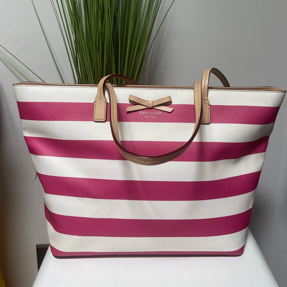 ♠️ Kate Spade Eden Street Pink Margareta striped tote